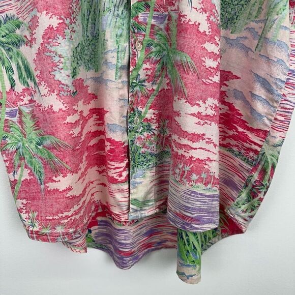 Shore Club Men’s Vintage Pink Tropical Hawaiian Tiki Short Sleeve Buttondown - Picture 8 of 8